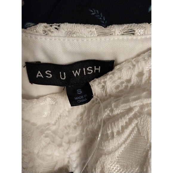 As U Wish High Low Dress Sz S Embroidered Bodice Lace Straps Floral Boho Beachy - Picture 6 of 10